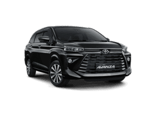 Toyota Avanza hitam tampak depan untuk layanan rental mobil Jakarta dengan driver profesional