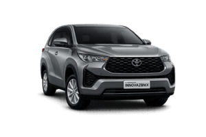 Toyota Innova Zenix Type Q abu-abu tampak depan untuk layanan sewa mobil Jakarta dengan driver profesional