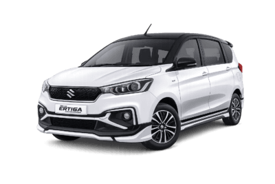 Suzuki All New Ertiga Hybrid putih dari Batavia Rent car untuk layanan sewa mobil dengan supir di Jakarta.