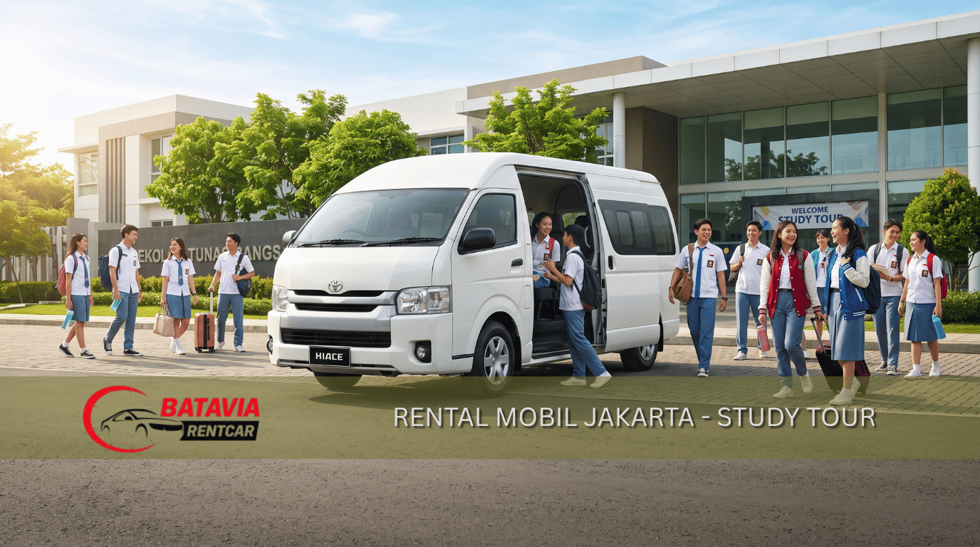 Rental mobil Jakarta untuk study tour sekolah dan kampus dengan armada Hiace dan siswa ceria